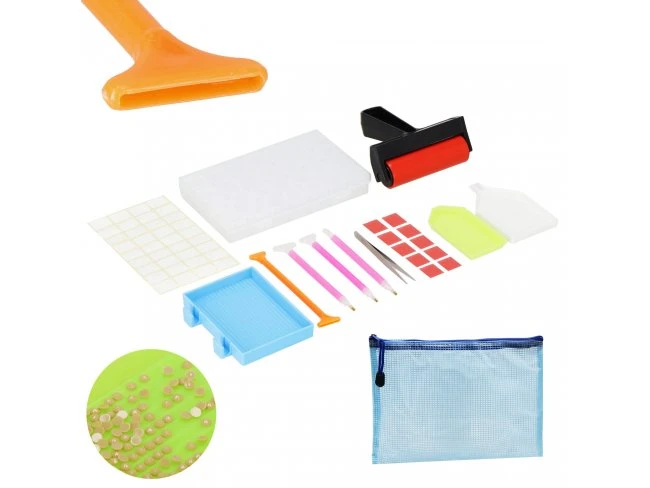 Doplnky k diamantovému maľovaniu v taštičke - sada 22 ks