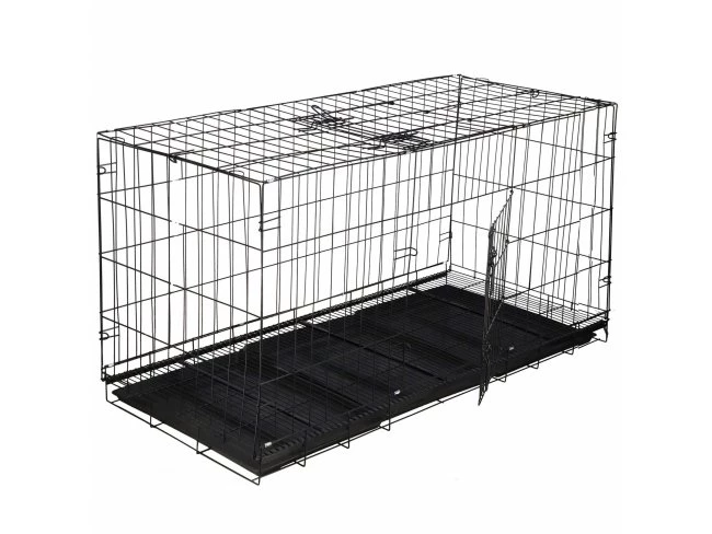 Chovateľská klietka pre zvieratá - skladacia - 130 x 70 x 60 cm - XL - čierna