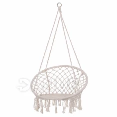 hojdacie kreslo s operadlom a so strapcami - 60x60x44cm - krémové