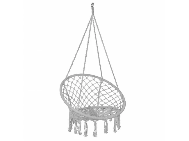 hojdacie kreslo s operadlom a so strapcami - 60x60x44cm - sivé