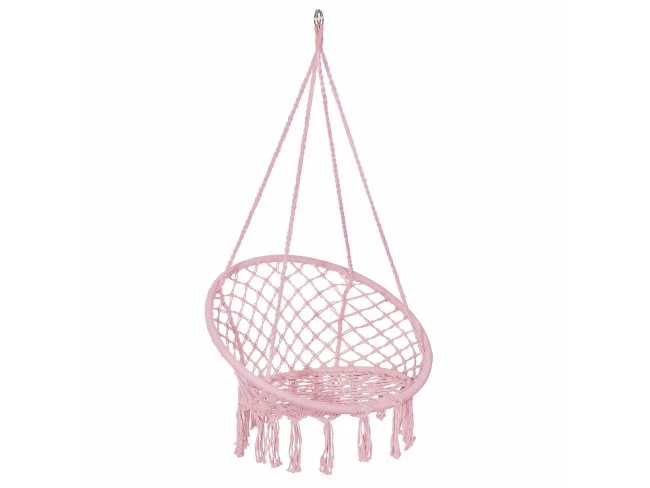 hojdacie kreslo s operadlom a so strapcami - 60x60x44cm - ružové hojdacie kreslo s operadlom a so strapcami - 60x60x44cm - ružové