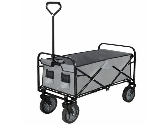 Skladací záhradný/turistický vozík - 80 kg - čierno-šedý