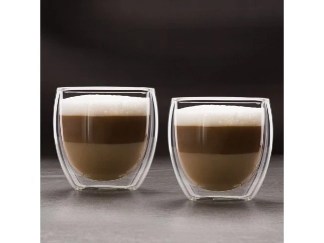 Dvojstenná, priehľadná sklenená cappucino šálka - 250 ml - 2ks / krabica
