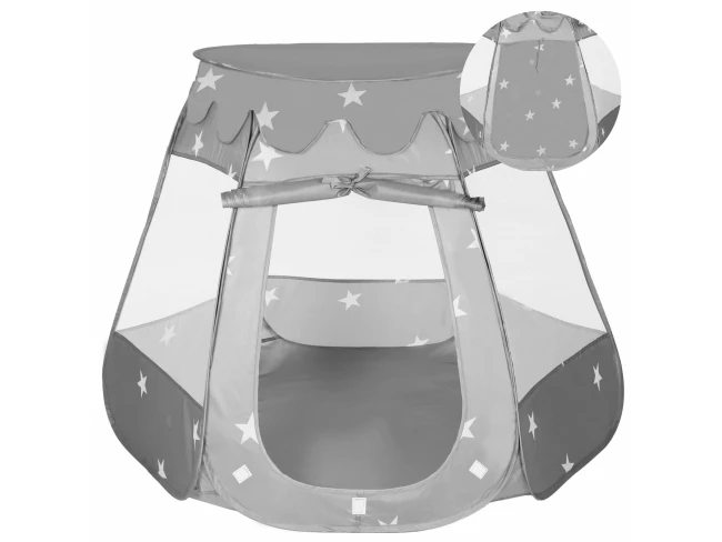 Detský stan na hranie - sivý s hviezdičkami