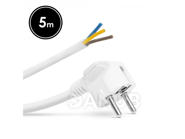 Montovateľná sieťová zásuvka - 5 metrov dlhý kábel - 3 x 1,5 mm² - biela