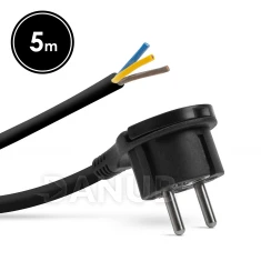 Montovateľná sieťová zástrčka - plastové ucho - 5 metrov dlhý kábel - 3 x 1,5 mm2 - čierna