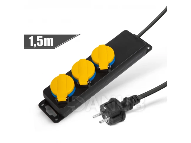 Predlžovačka do exteriéru s krytom - 1,5 m - 3 x 230V - 3 x 1,5 mm2 - IP44