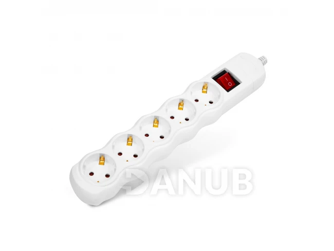 Predlžovačka s 5 zásuvkami - montovateľná, bez kábla - s vypínačom