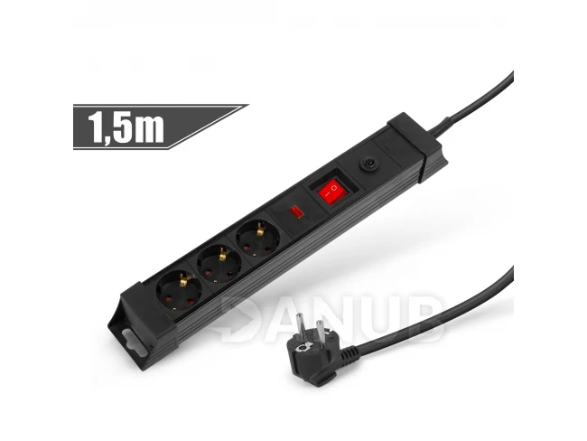 Predlžovačka s 3 zásuvkami s ochranou proti prepätiu a nadprúdu 