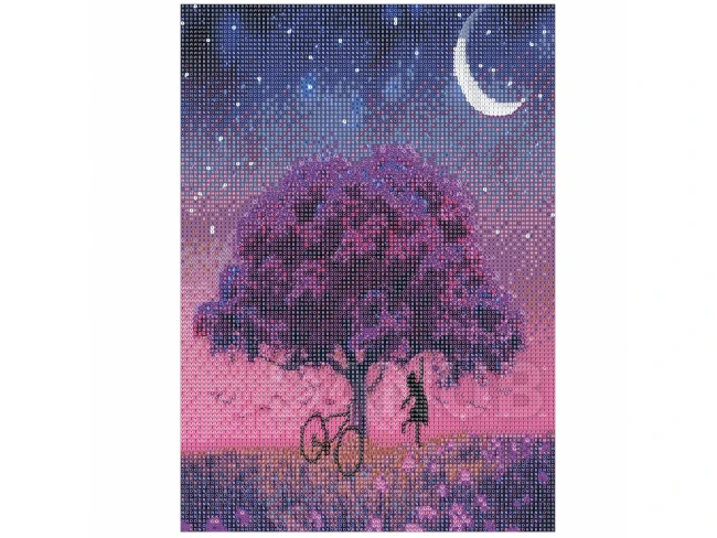 Diamantové maľovanie - výšivka - 30x40 cm - strom a nočná obloha