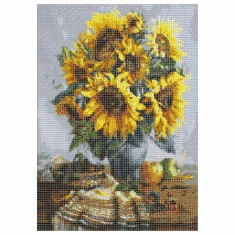 Diamantové maľovanie - výšivka - 30x40 cm - kytica slnečníc