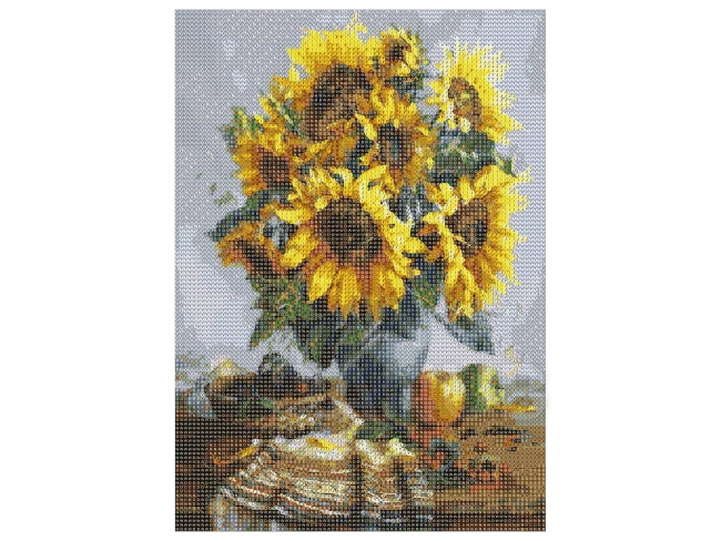 Diamantové maľovanie - výšivka - 30x40 cm - kytica slnečníc