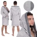 Pánsky plyšový župan s kapucňou - L/XL - sivý