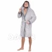 Pánsky plyšový župan s kapucňou - L/XL - sivý