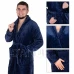 Pánsky plyšový župan - XXL - tmavomodrý