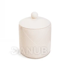 Úložná nádoba do kúpeľne s vrchnákom - matná béžová