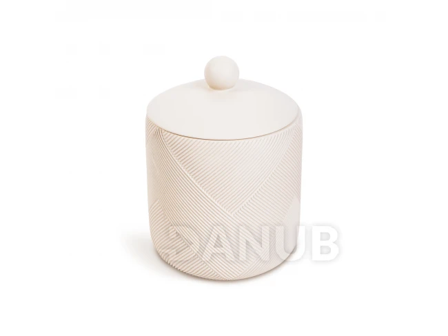 Úložná nádoba do kúpeľne s vrchnákom - matná béžová