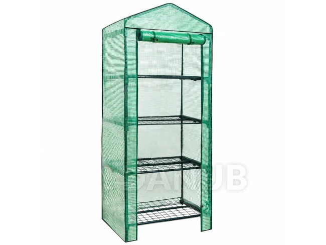 Záhradný skleník - 4 police - fólia UV4 130g/m2 - 1,6x0,5x0,7 m - zelená
