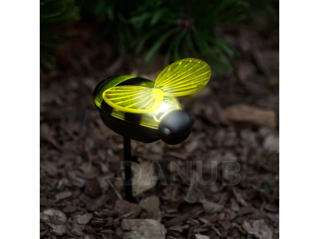 Zapichovacia solárna lampa - včielka -  8 x 6,5 x 14 cm - biela LED