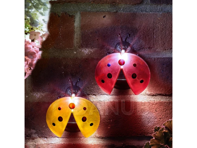 LED solárna lampa - lienka - studená biela - žltá / červená - 100 x 88 x 60 mm - 2 ks / balenie LED solárna lampa - lienka - studená biela - žltá / červená - 100 x 88 x 60 mm - 2 ks / balenie
