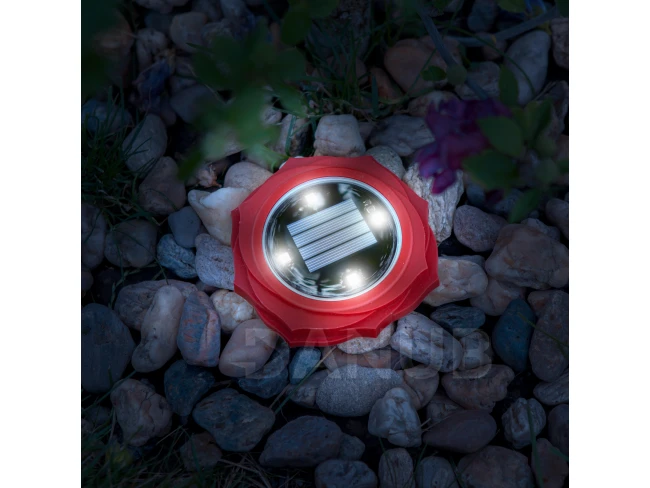 LED zapichovacia solárna lampa - červená - studená biela LED - 11,5 x 2,3 cm