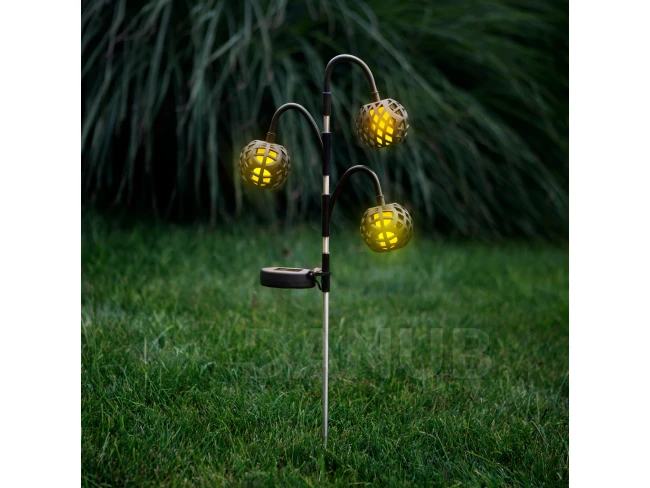 Zapichovacia solárna lampa - efekt plameňa - 5 gulí - 7 cm - 30 LED