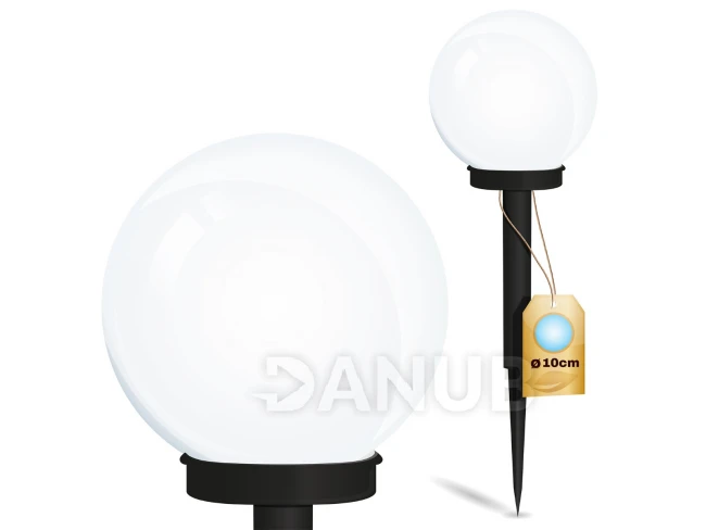 Solárna záhradná lampa LED ATRIS Drive-in - biela guľa - 10 cm - LUMILED
