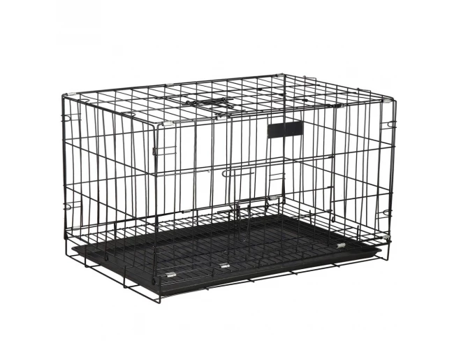 Chovateľská klietka pre zvieratá - skladacia - 93 x 67 x 56,5 cm - M - čierna