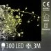 Vianočná led svetelná mikro reťaz cluster vonkajšia + programator - 300led - 3m studená biela + teplá biela