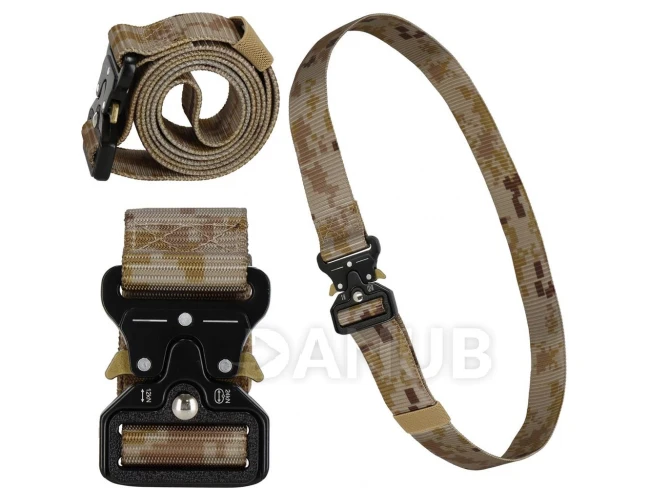 Taktický vojenský opasok s prackou - 125 cm - hnedá kamufláž