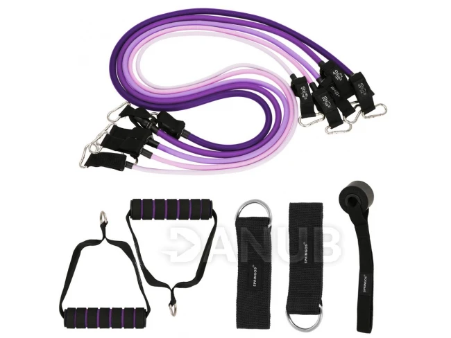 Fitness expandéry na cvičenie - sada 5ks - odpor: 4,5-22,7 kg - fialové