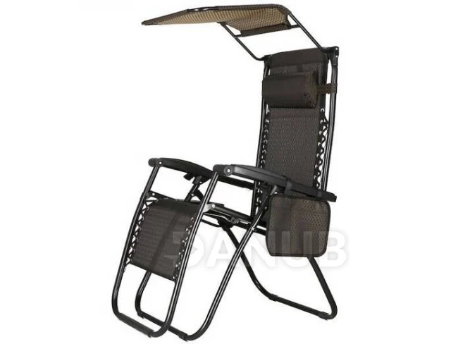 Skladacie záhradné kreslo s tienidlom - hnedá/čierna/béžová