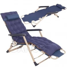 Záhradné ležadlo s matracom - skladacie - polohovatľné - námornícka modrá