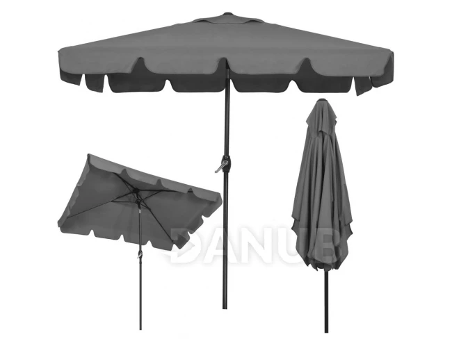 Záhradný slnečník - obdĺžnikový - nastaviteľný - 200x130cm - tmavosivý