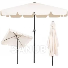 Záhradný slnečník - obdĺžnikový - nastaviteľný - 200x130cm - ecru