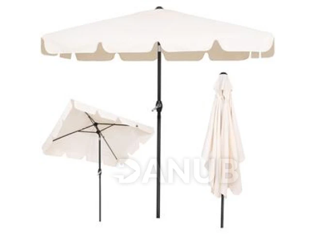 Záhradný slnečník - obdĺžnikový - nastaviteľný - 200x130cm - ecru