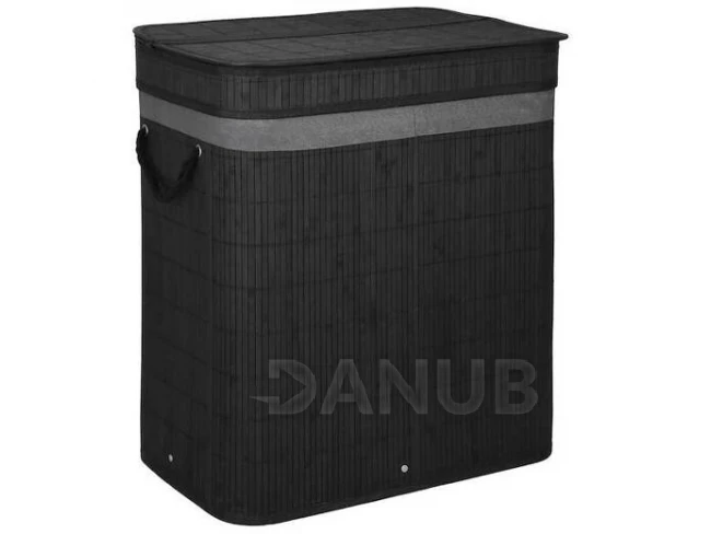 Bambusový kôš na bielizeň - 100L - 2 komory - čierny