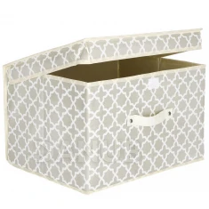 Úložný box s vekom - 25x40x30cm - marocká ďatelina na béžovej