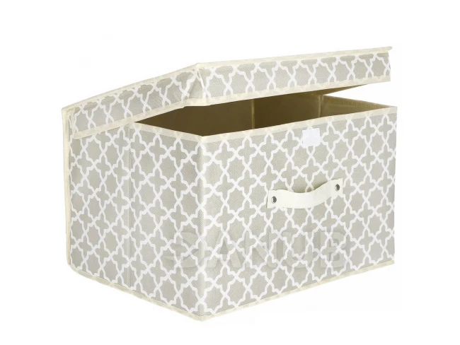 Úložný box s vekom - 25x40x30cm - marocká ďatelina na béžovej
