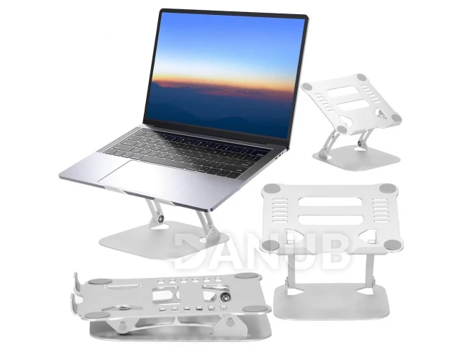Nastaviteľný stojan na notebook s vetraním - skladací - strieborný