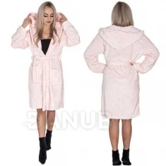 Dámsky plyšový župan WARM s kapucňou - L/XL - ružový