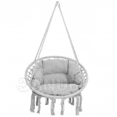 Hojdacie kreslo so strapcami - sivé + sivý vankúš