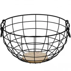 Košík na ovocie - kovový - okrúhly -  28x15 cm - čierny