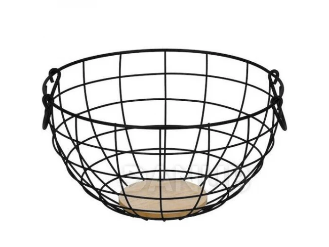 Košík na ovocie - kovový - okrúhly -  28x15 cm - čierny
