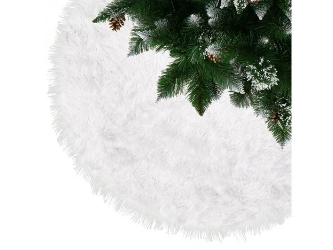 Koberček pod Vianočný stromček - 115cm - biela umelá kožušina