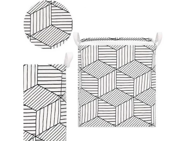 Kôš na uloženie hračiek a oblečenia - bielo čierny vzor