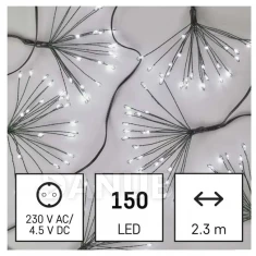 LED svetelná reťaz – svietiace trsy, nano, 2,35 m, vnútorná, studená biela, časovač