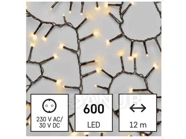 LED vianočná reťaz – ježko, 12 m, vonkajšia aj vnútorná, teplá biela, časovač