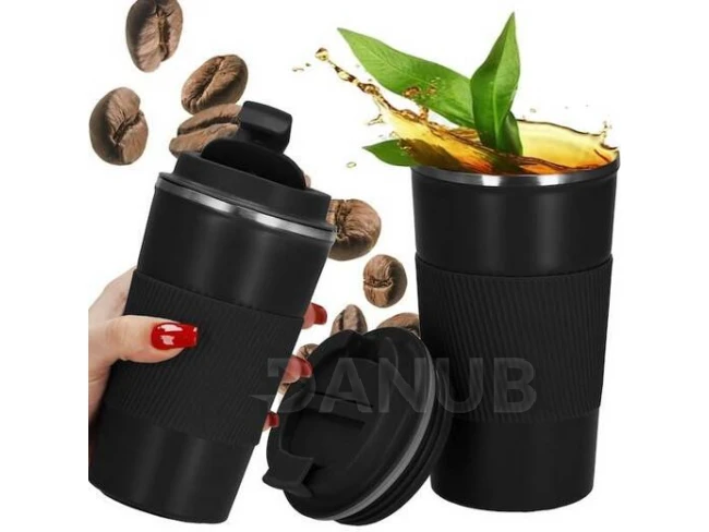 Nerezový hrnček na kávu a čaj - čierny - 500 ml