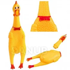 Gumové pískacie kuriatko pre psa - 37 cm 
